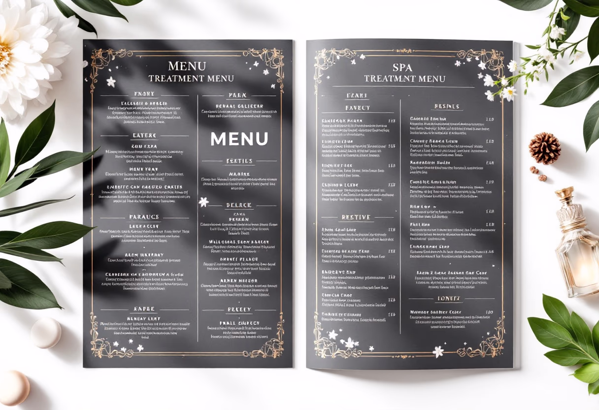 image of menu with treatments (for a salons & spa)