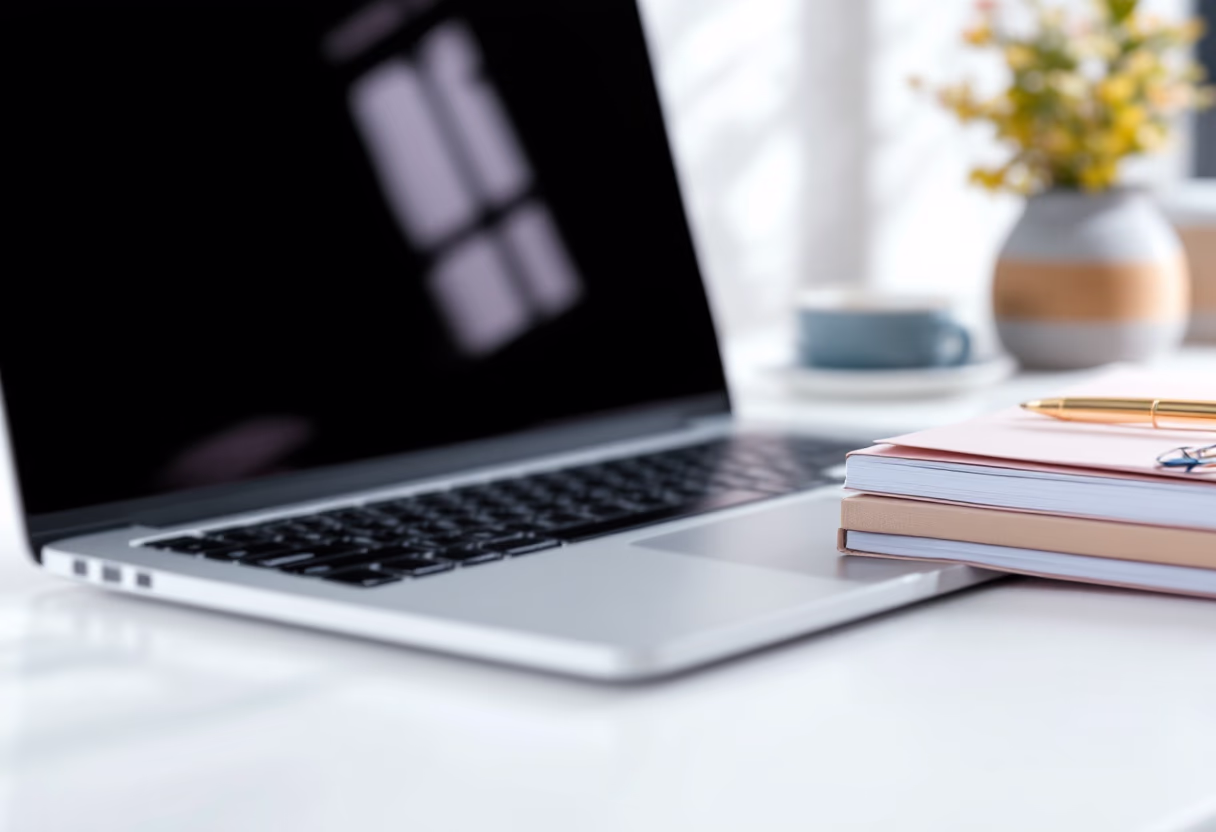 [background image] image of a work desk with a laptop and documents (for a ai legal tech company)